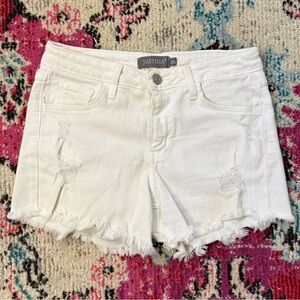 JUSTUSA White Denim Frayed Shorts